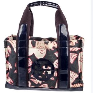 TORY BURCH ELLA BIRD PRINT CANVAS WITH LEATHER TRIM TOTE BAG